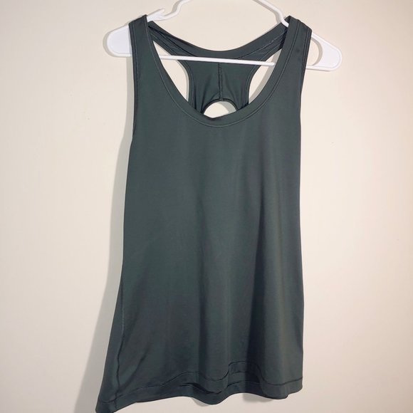 Athleta Cut Out Back Tank Top Size L Green - Picture 1 of 7